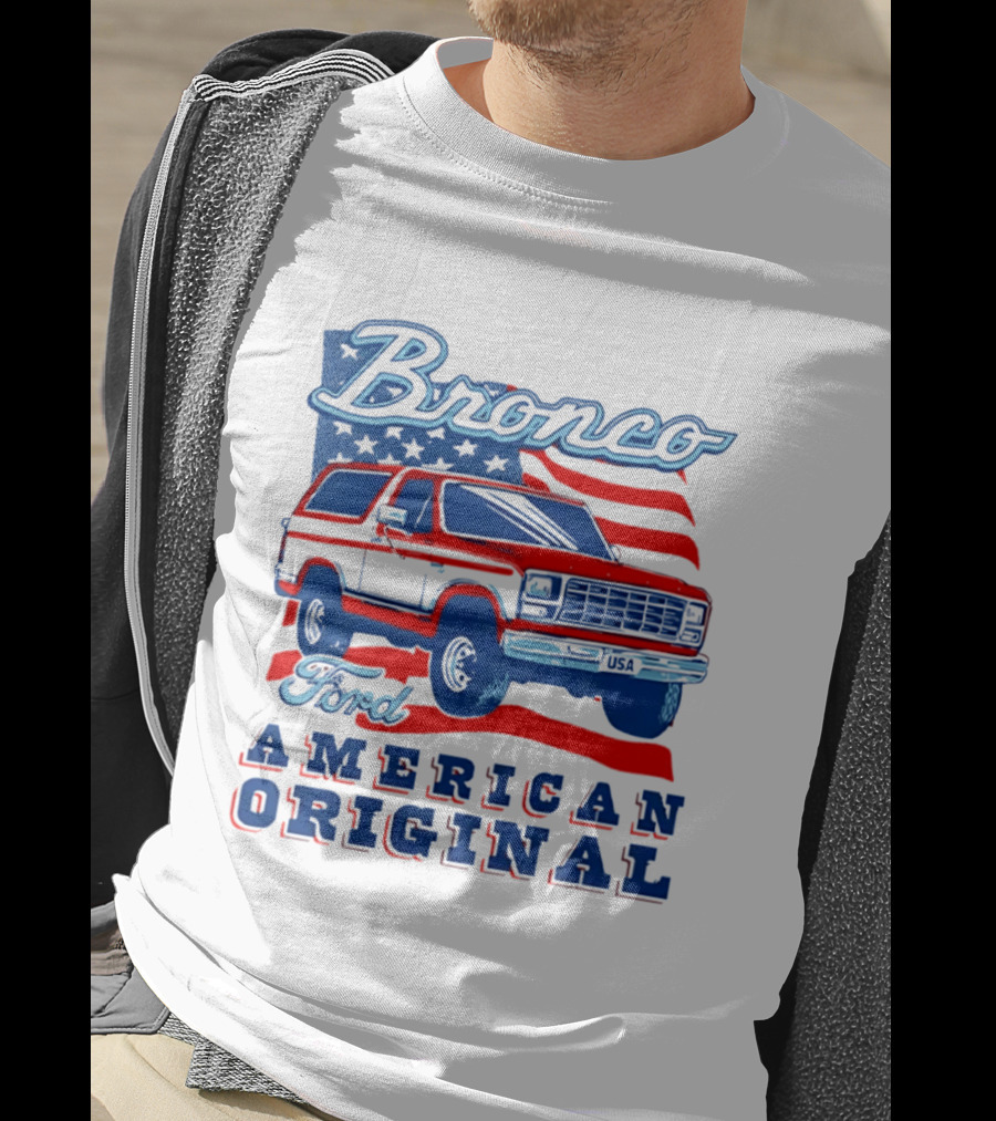Bronco Ford American Original Vintage Truck Classic Stars And Stripes T-Shirt