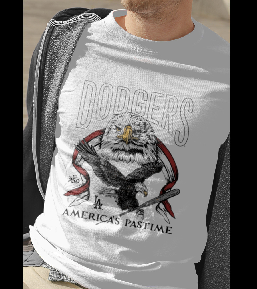 Dodgers LA Bald Eagle America's Pastime 250 Celebration T-Shirt