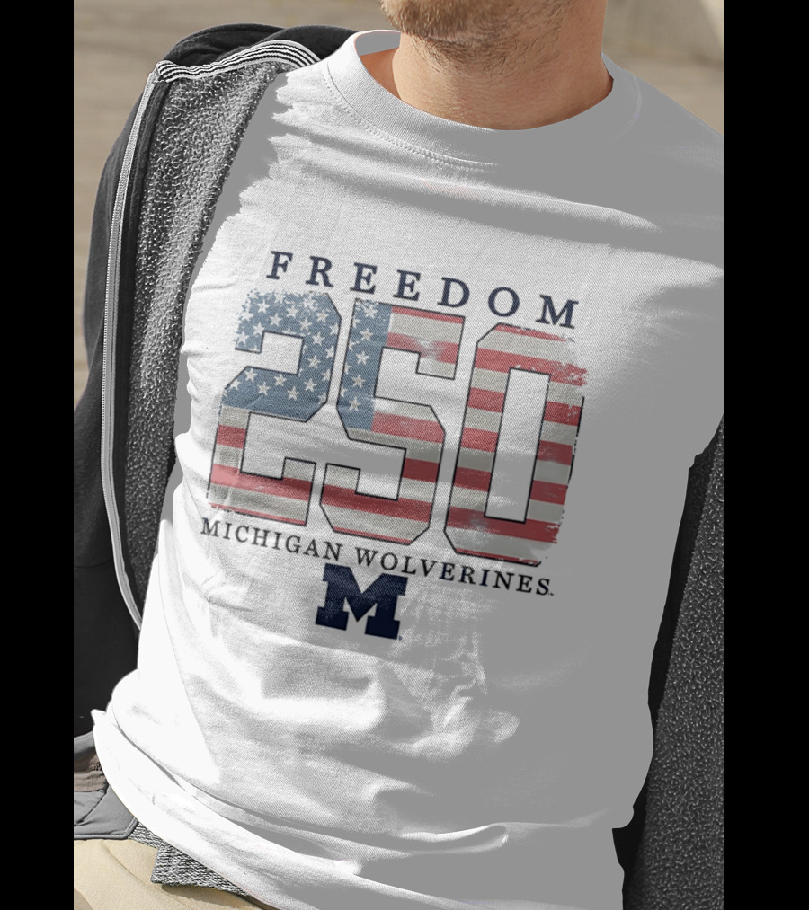 Michigan Wolverines Freedom 250 American Flag T-Shirt