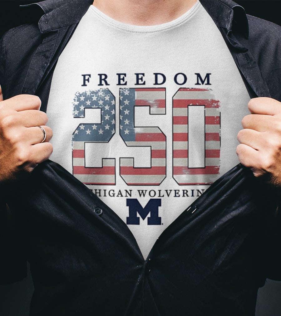 Michigan Wolverines Freedom 250 American Flag T-Shirt