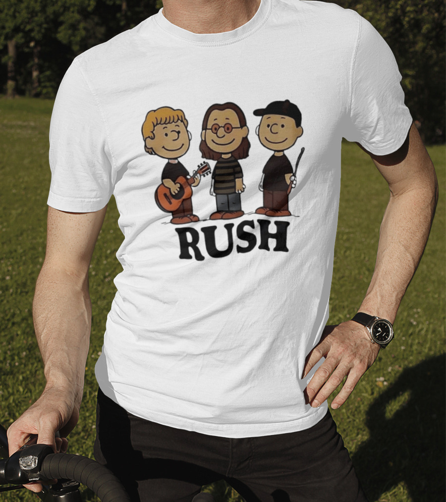 Rush Peanuts Band Members Cartoon Characters Guitar And Drumsticks T-Shirt
