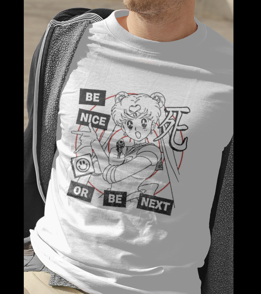 Be Nice Or Be Next Anime Girl With Gun And Red Target T-Shirt