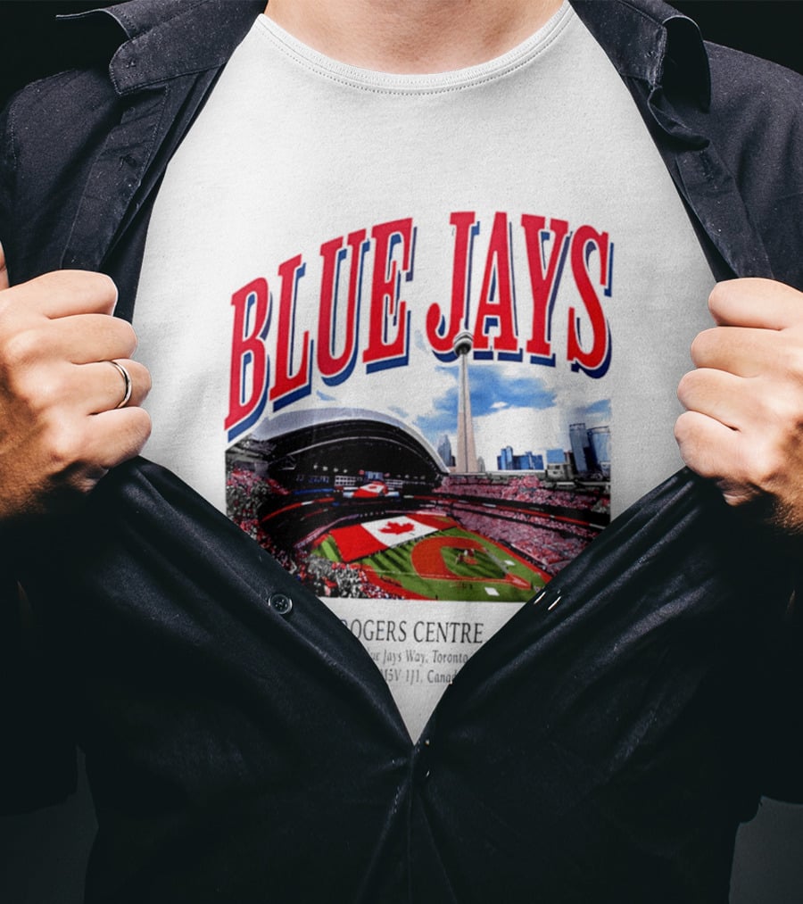 Blue Jays Rogers Centre Toronto Skyline CN Tower Baseball Stadium Canada T-Shirt