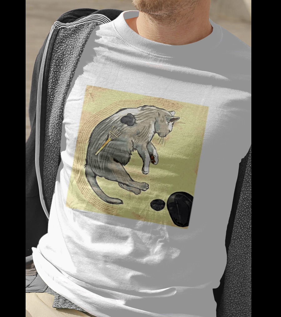 Zen Garden Kitty Rake And Stones Tranquility T-Shirt