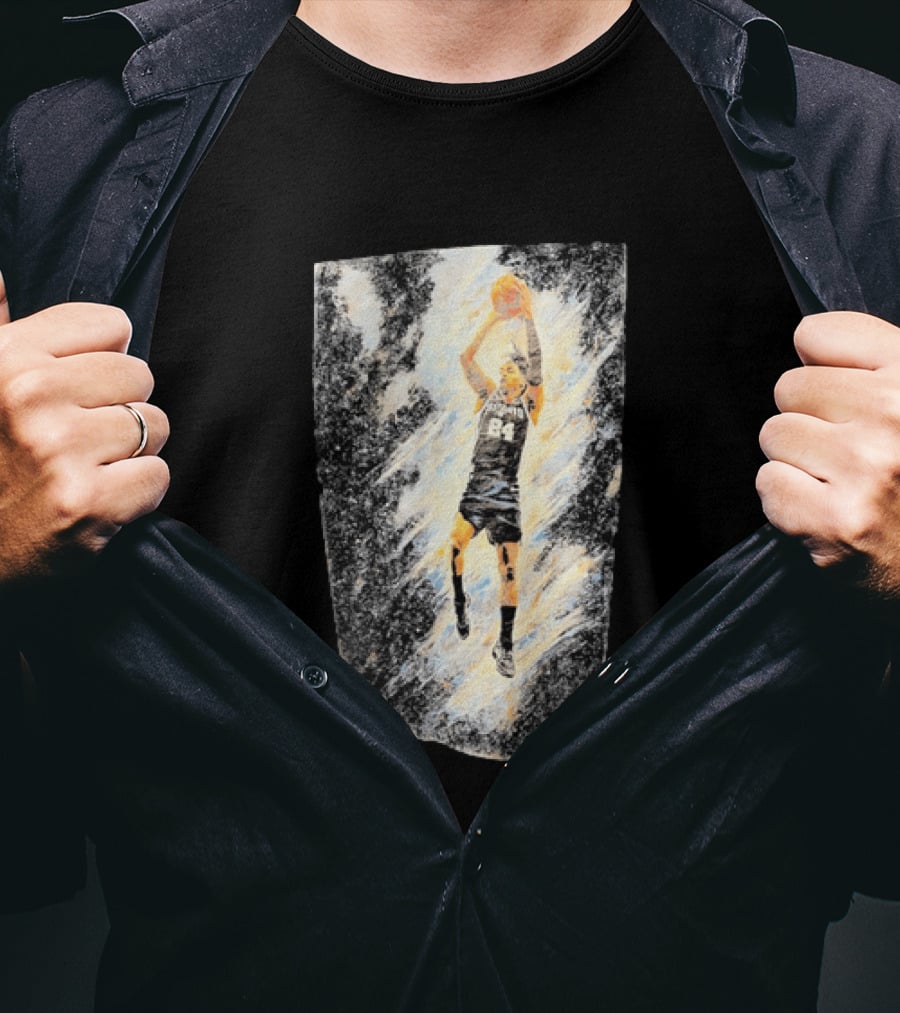 Devin Vassell 24 San Antonio Spurs Basketball Player In Iconic Action Pose T-Shirt