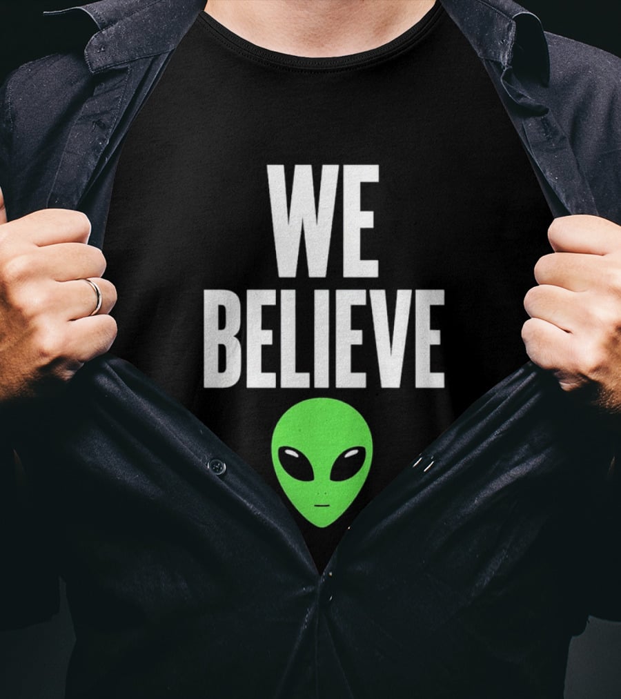 We Believe Alien Green Head Basketball Fans Go Spurs Go T-Shirt