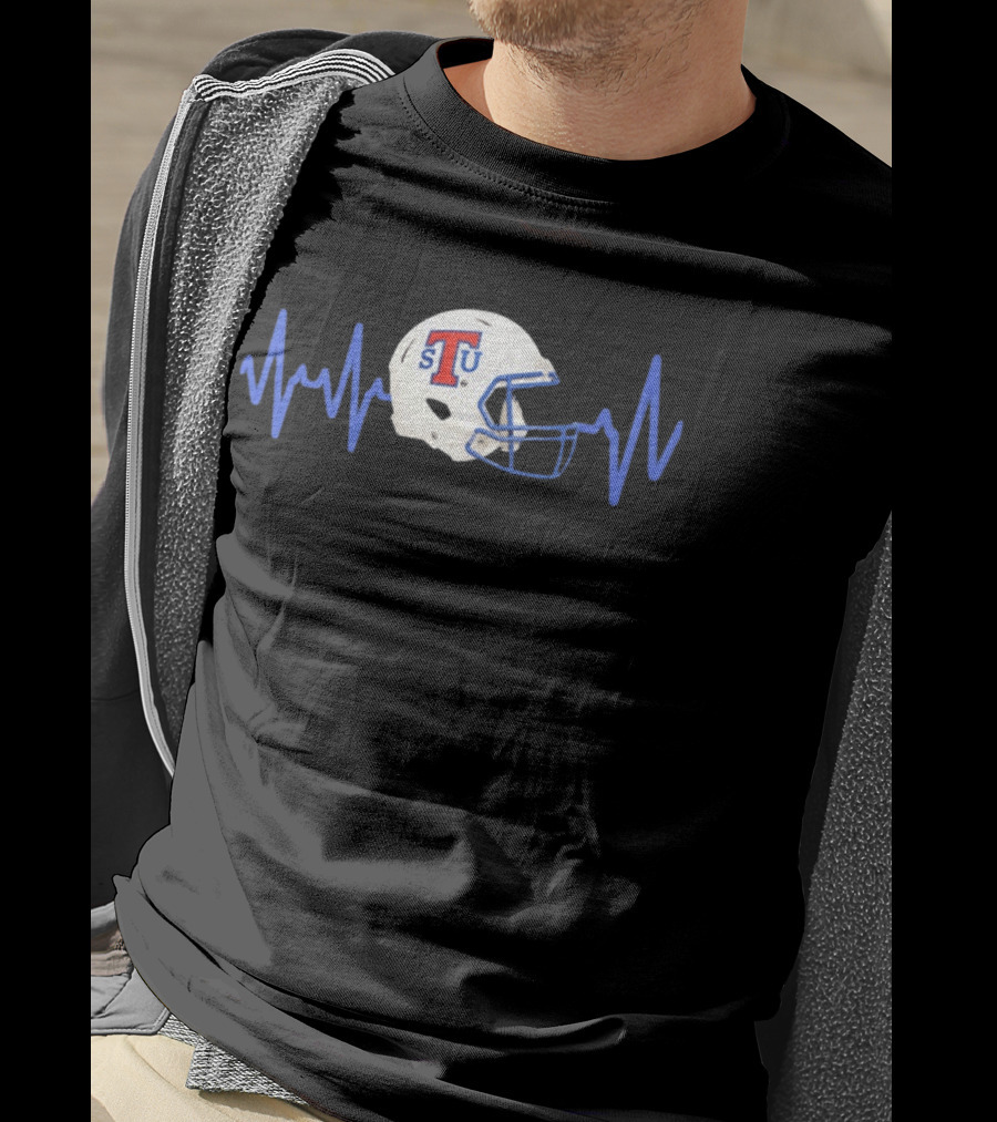 Louisiana Tech Bulldogs STU Football Helmet Heartbeat T-Shirt