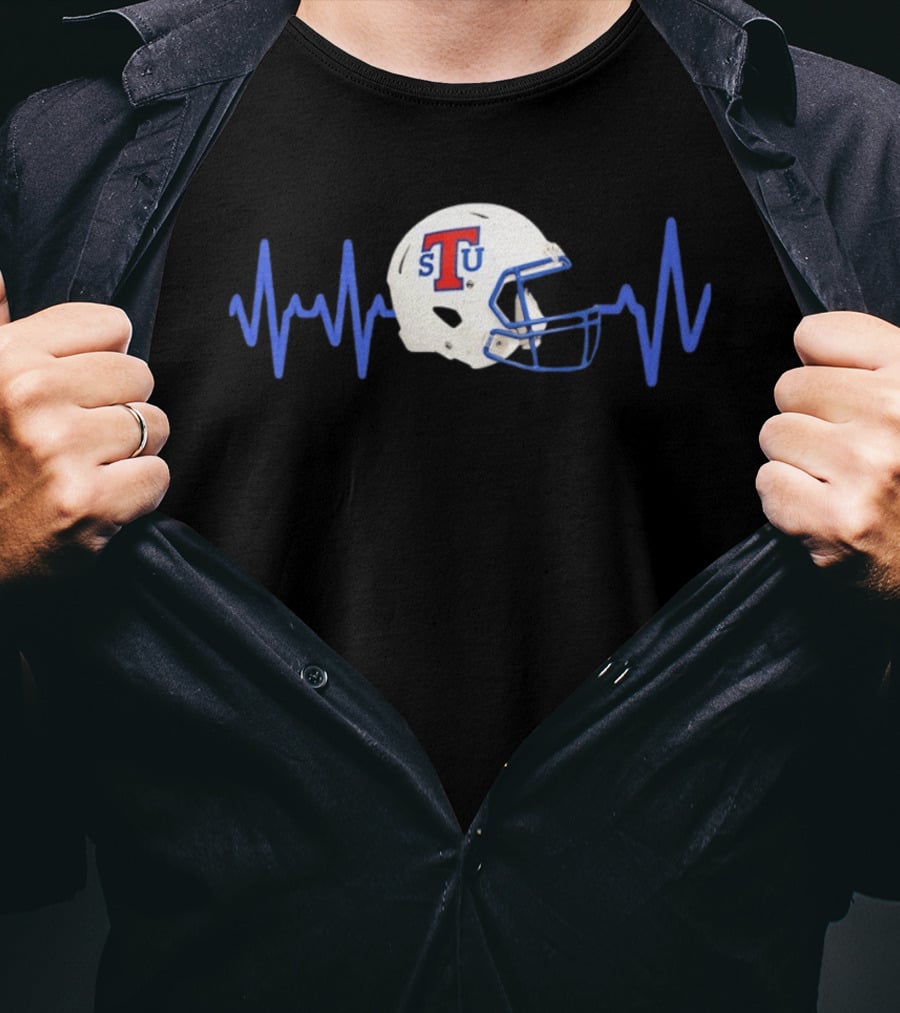 Louisiana Tech Bulldogs STU Football Helmet Heartbeat T-Shirt
