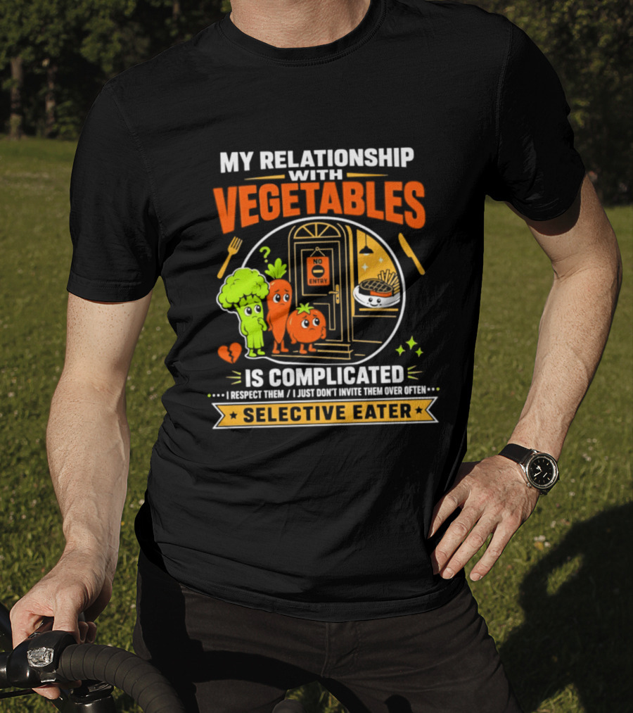 My Relationship With Vegetables Is Complicated Selective Eater Broccoli Carrot Humor T-Shirt