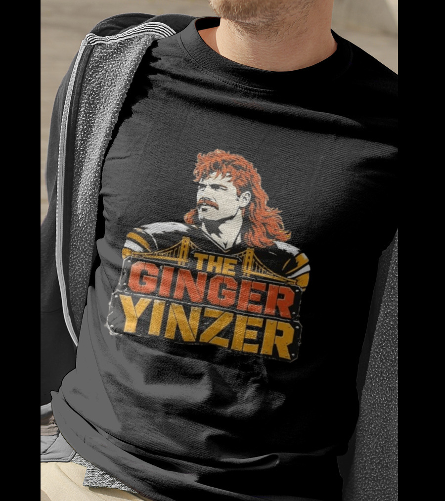 The Ginger Yinzer Pittsburgh Steel City Sports Icon With Red Hair And Mustache T-Shirt
