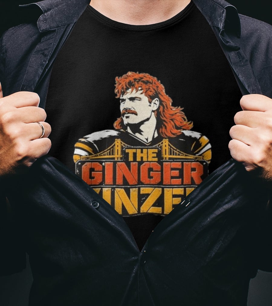 The Ginger Yinzer Pittsburgh Steel City Sports Icon With Red Hair And Mustache T-Shirt