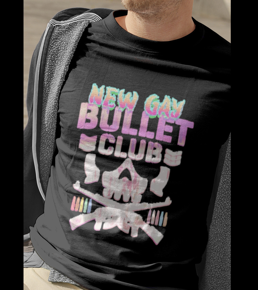 New Gay Bullet Club Skull Rainbow Pride T-Shirt