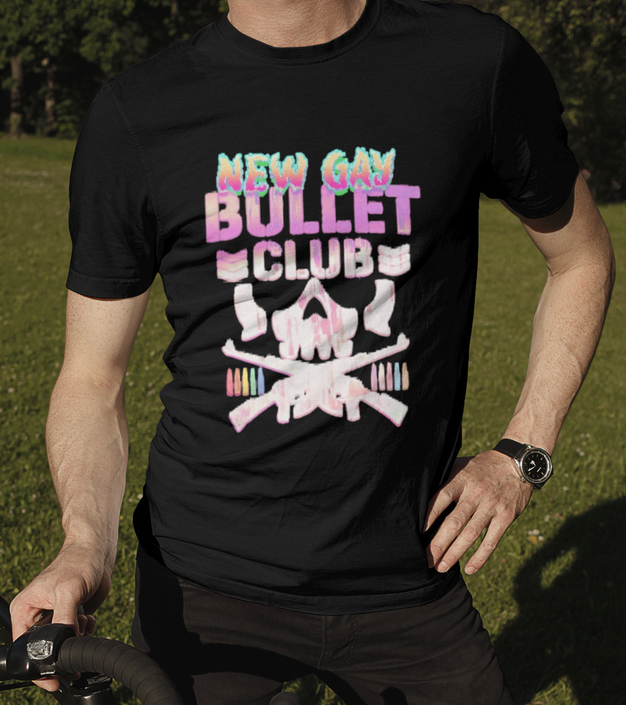 New Gay Bullet Club Skull Rainbow Pride T-Shirt