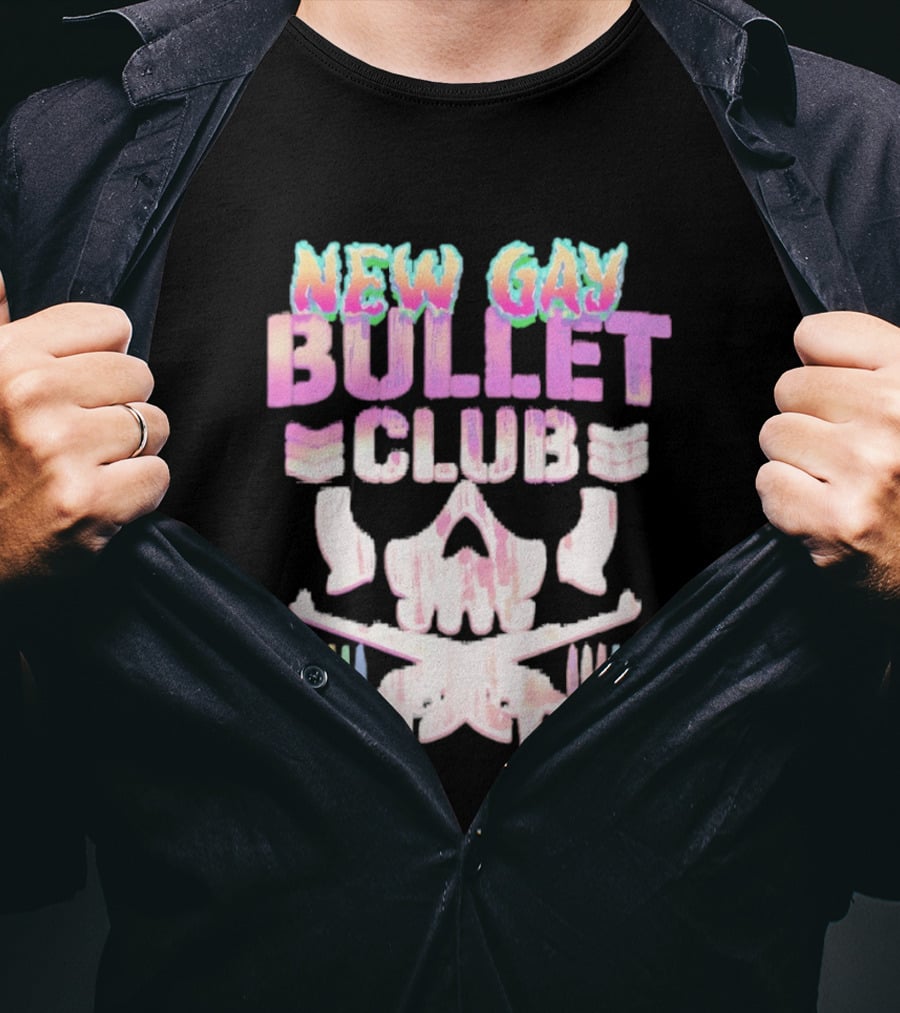 New Gay Bullet Club Skull Rainbow Pride T-Shirt