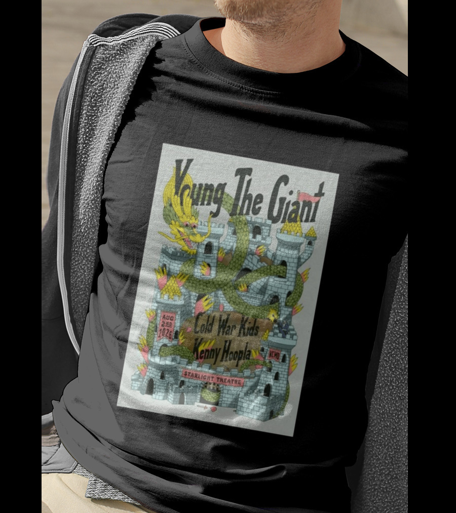 Young The Giant Aug 2 2026 Starlight Theatre Kansas City MO Cold War Kids KennyHoopla Dragon Castle T-Shirt
