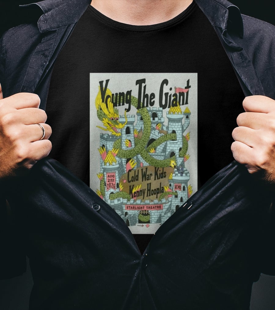Young The Giant Aug 2 2026 Starlight Theatre Kansas City MO Cold War Kids KennyHoopla Dragon Castle T-Shirt