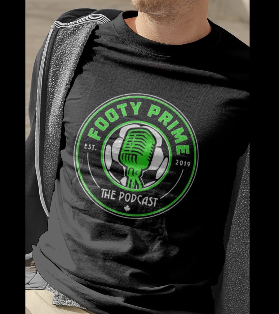 Footy Prime Podcast Est 2019 Soccer Microphone T-Shirt
