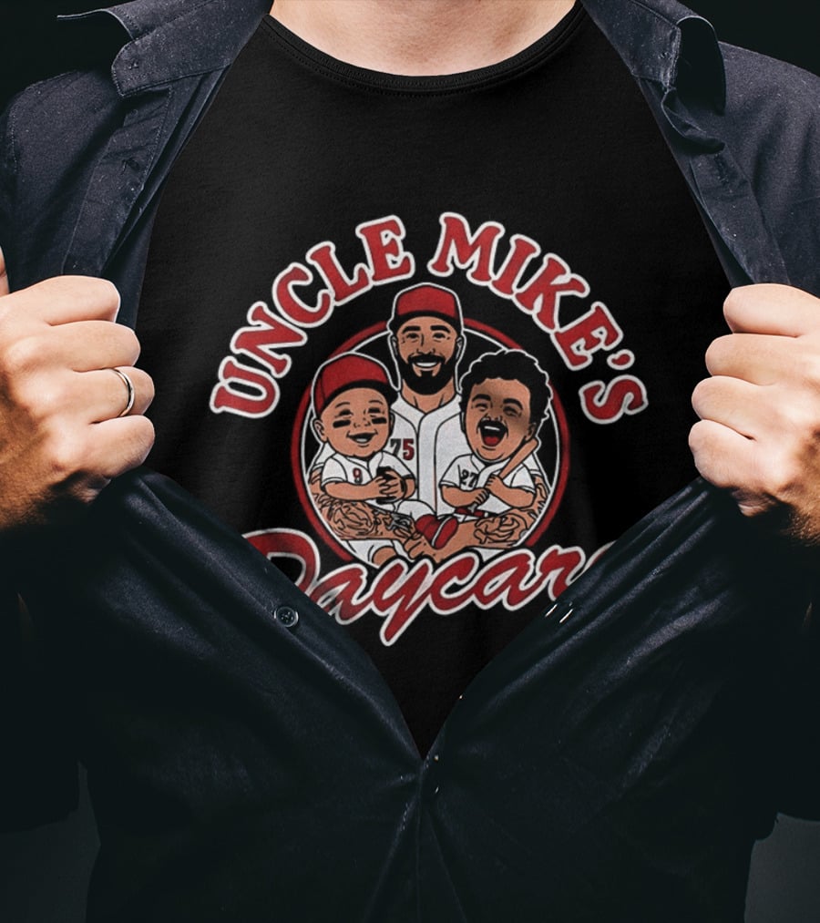 Uncle Mike's Daycare Cincinnati Reds Baseball Player And Kids T-Shirt