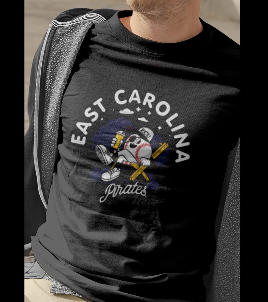 East Carolina Pirates Cartoon Baseball 2026 T-Shirt
