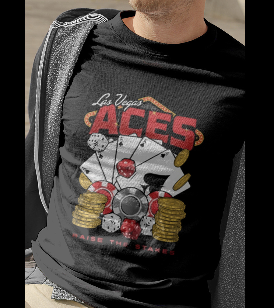 Las Vegas Aces Raise The Stakes Five Of A Kind Poker T-Shirt