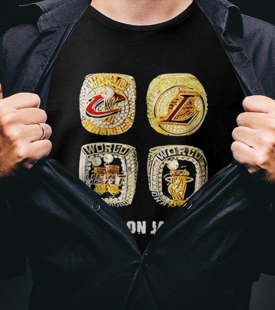 Lebron James World Rings Cleveland Los Angeles 2026 T-Shirt