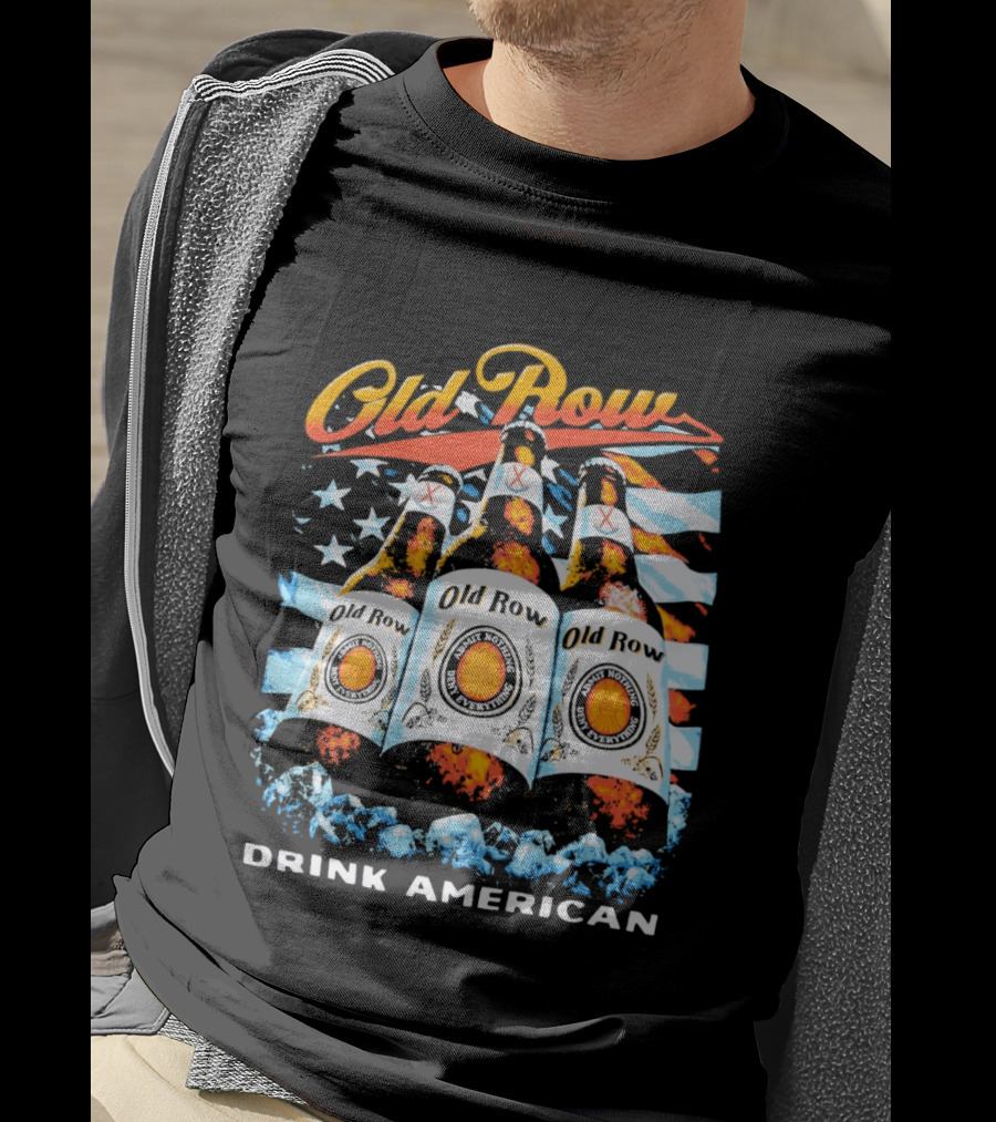 Old Row Beer Bottles American Flag Drink American T-Shirt