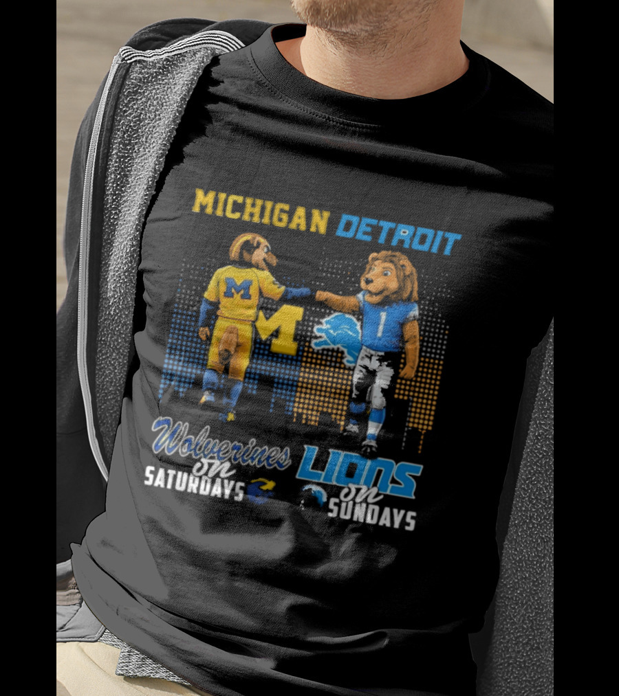 Michigan Wolverines Detroit Lions Fist Bump Saturdays Sundays T-Shirt