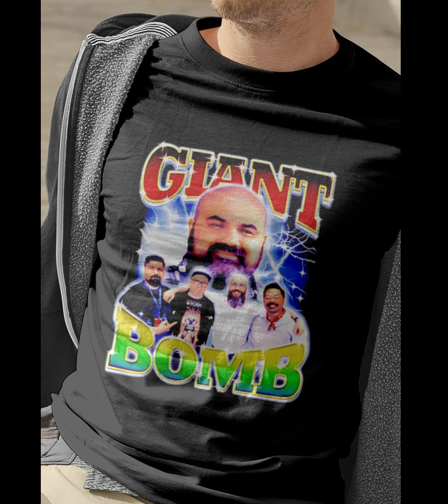 Giant Bomb Crew With Lightning Background 2026 T-Shirt