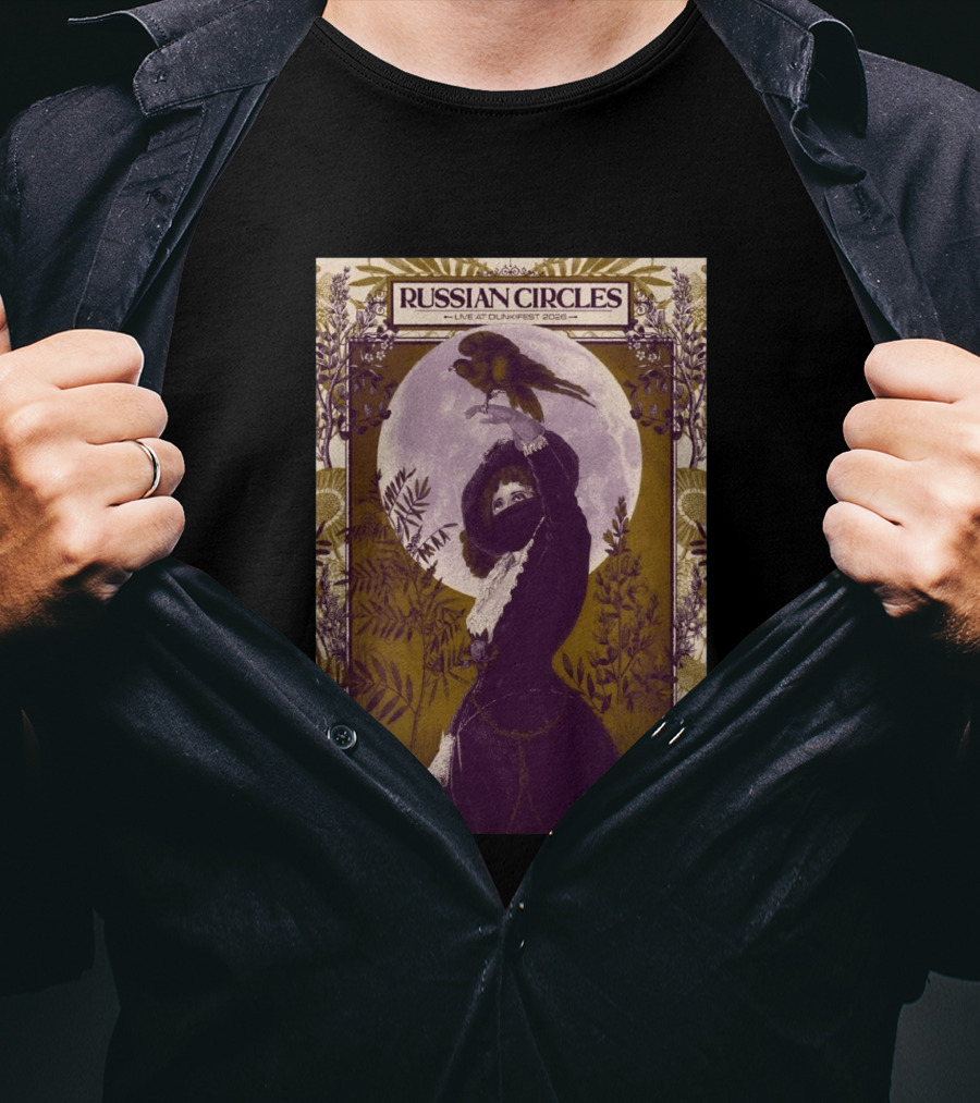 Russian Circles Live At Dunk!Fest 2026 Zottegem Belgium Moonlit Woman And Bird T-Shirt