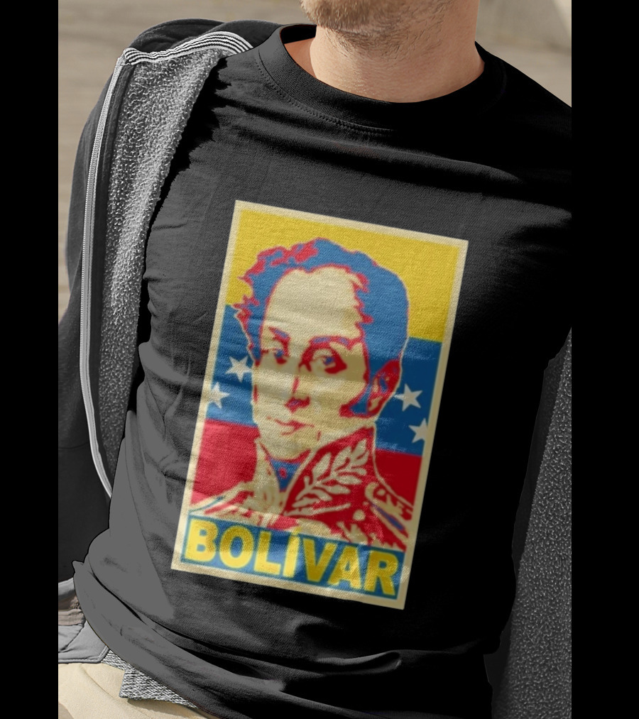 Bolivar Portrait Venezuelan Flag Colors Stars T-Shirt