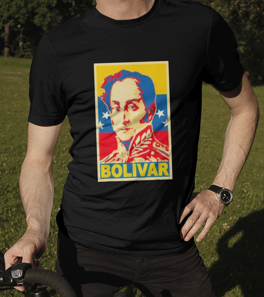 Bolivar Portrait Venezuelan Flag Colors Stars T-Shirt