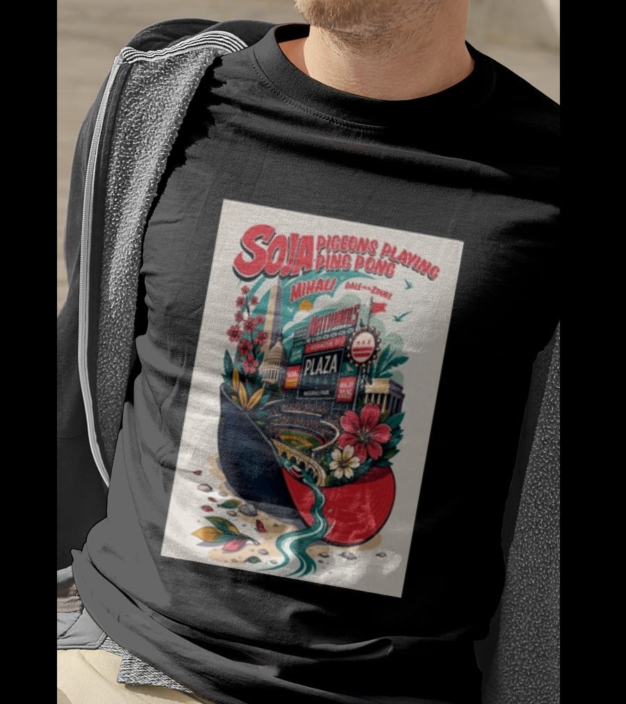 SOJA Pigeons Playing Ping Pong Nationals Park Plaza Stage Washington DC August 1 2026 T-Shirt