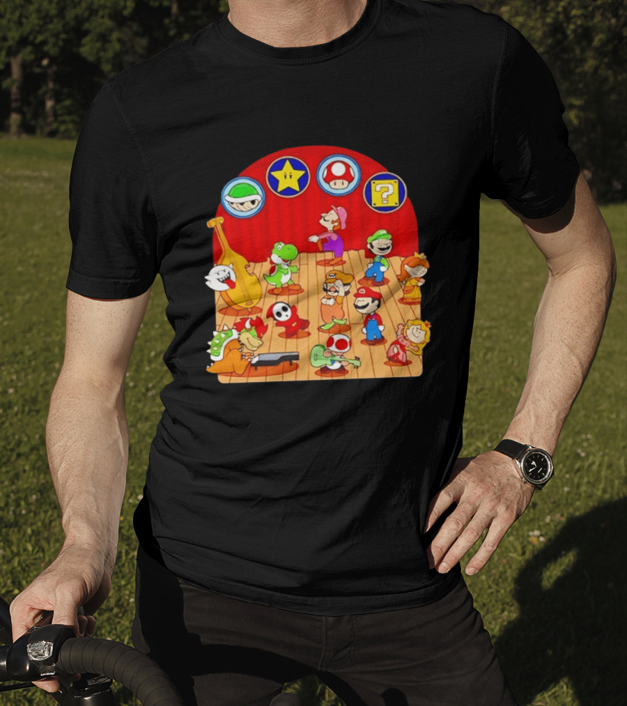 Super Mario Bros Peanuts Characters Dancing Plumber Game Mashup T-Shirt