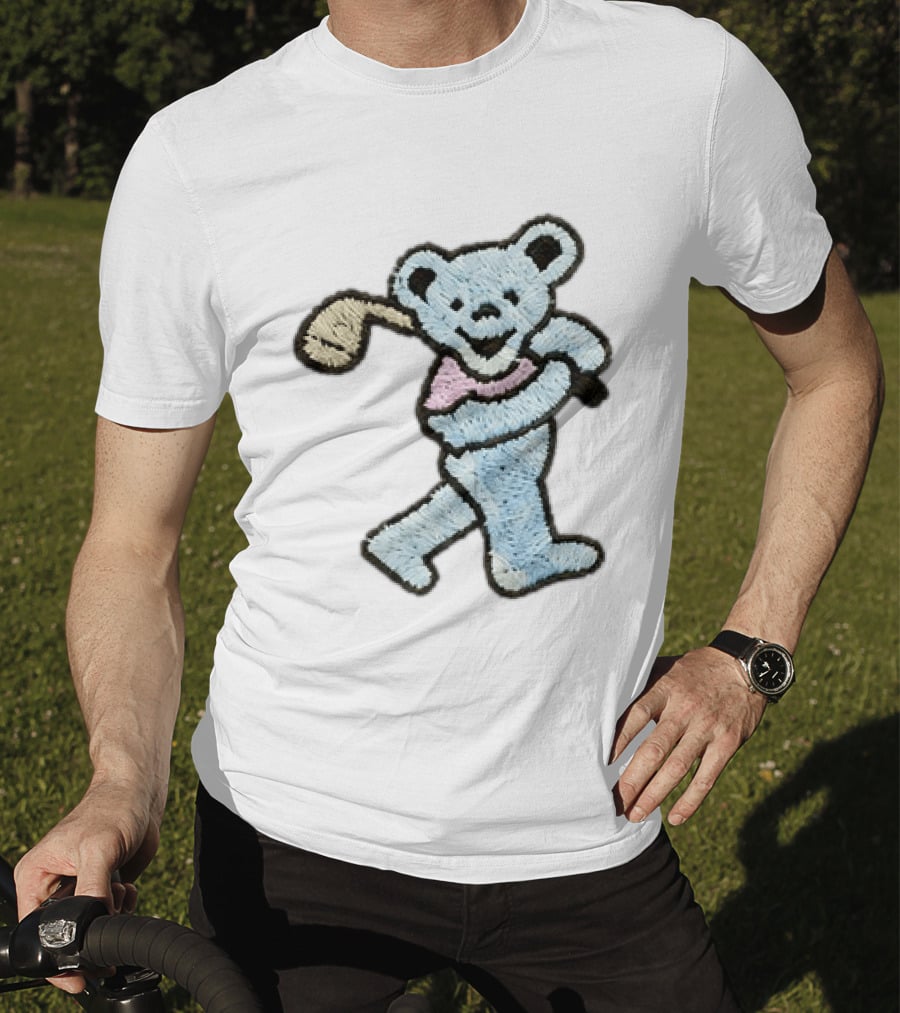 2026 Grateful Dead Bear Golf Embroidered Patch T-Shirt