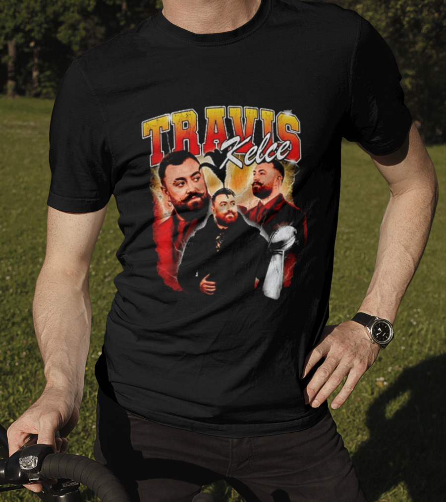 Travis Kelce Football 2026 With Trophy And Bold Portraits T-Shirt