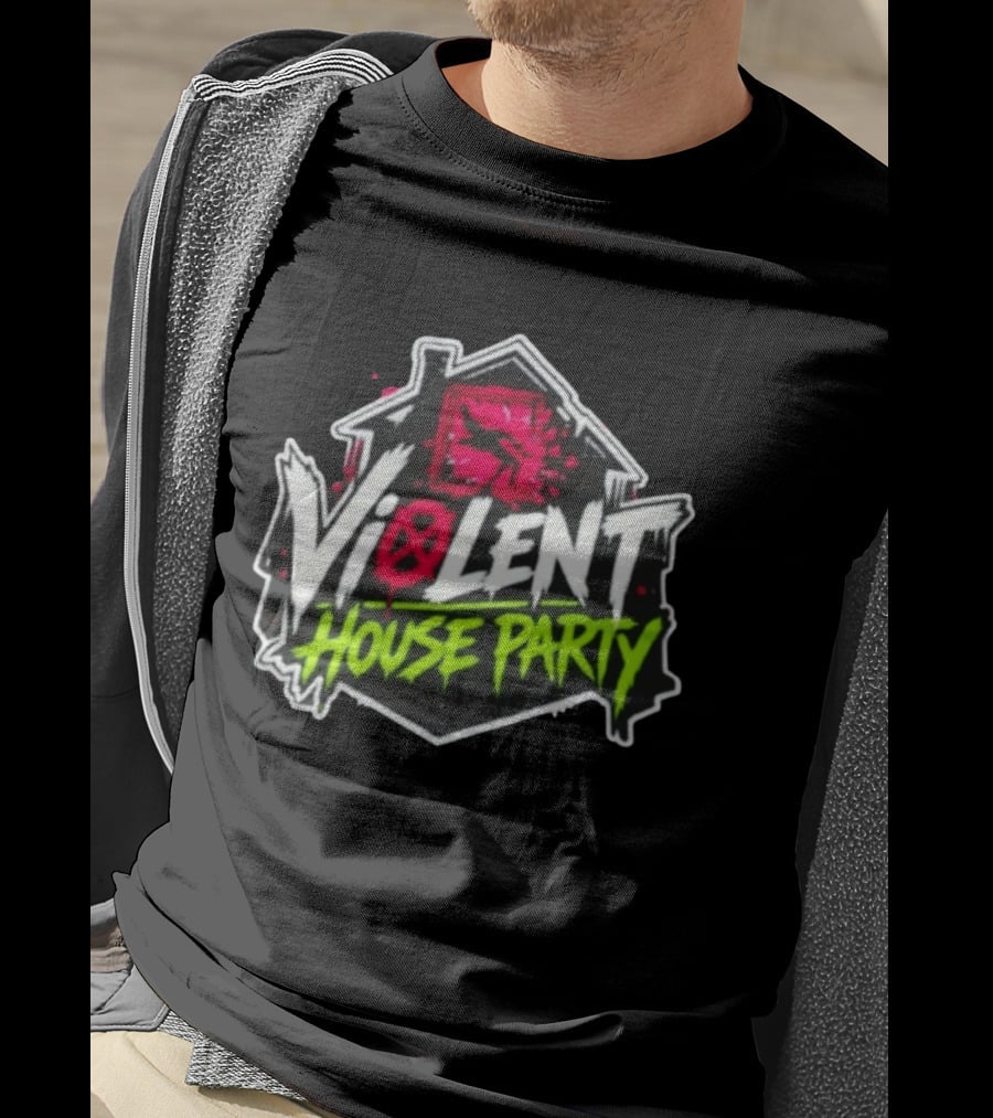 Violent House Party Neon Text And Hangman T-Shirt