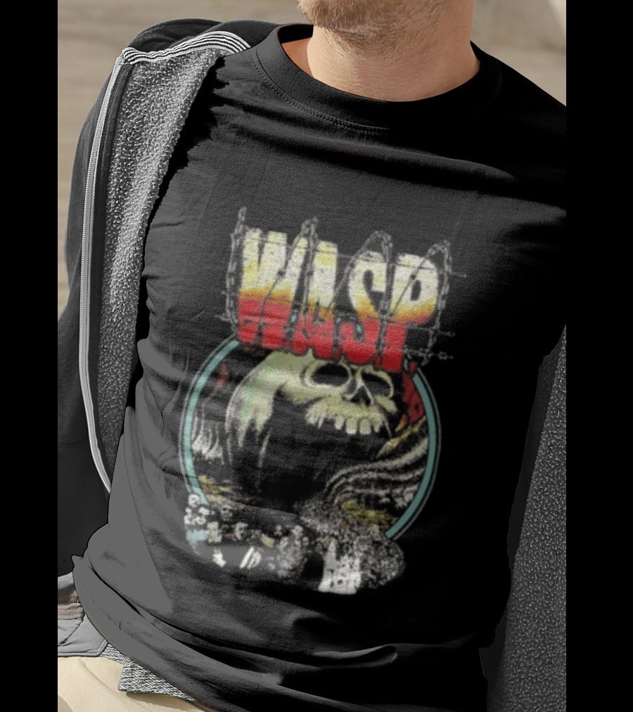 WASP The Headless Children Skull Graphic Barbed Wire T-Shirt