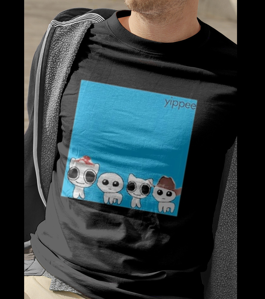 Yippee Blue Album Cringey Cartoon Characters With Cowboy And Chef Hats T-Shirt