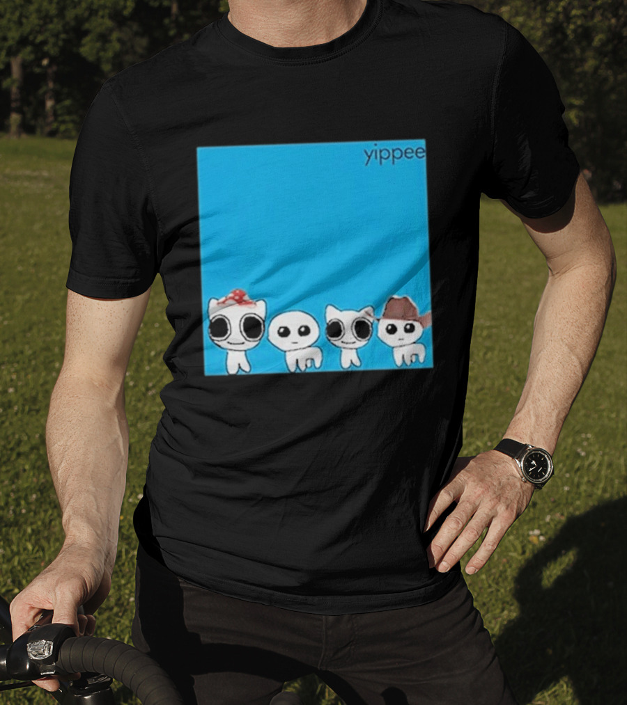 Yippee Blue Album Cringey Cartoon Characters With Cowboy And Chef Hats T-Shirt