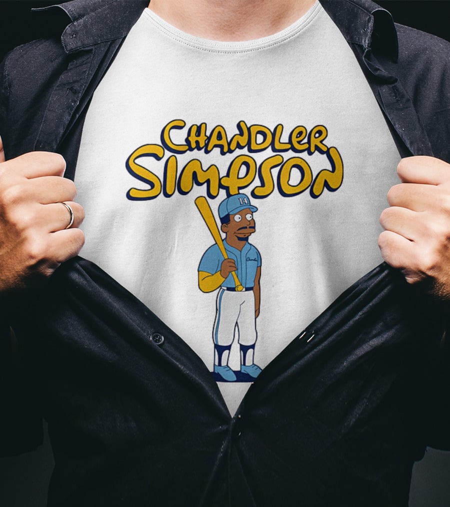 Chandler Simpson Baseball Cartoon T-Shirt