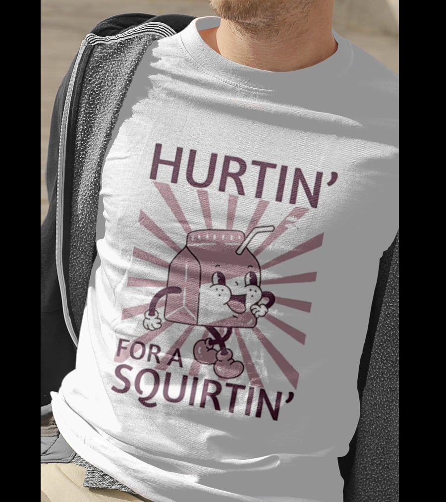 Hurtin' For A Squirtin' Milk Carton Retro Cartoon T-Shirt