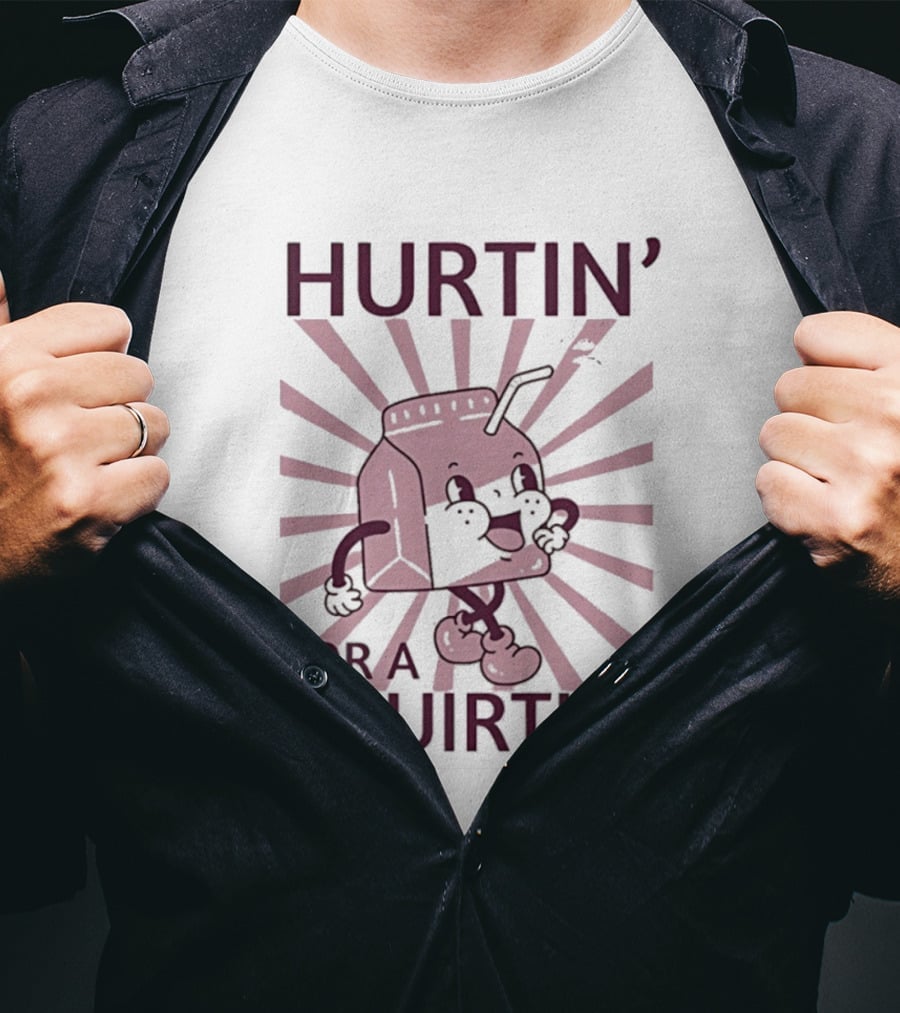 Hurtin' For A Squirtin' Milk Carton Retro Cartoon T-Shirt