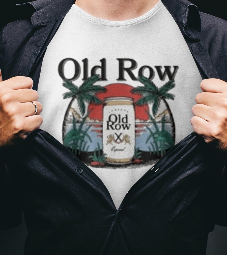 Old Row Cerveza Palm Sunset Beach Scene T-Shirt