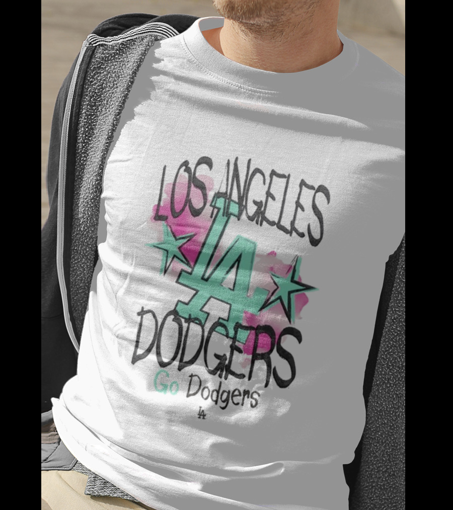 Los Angeles Dodgers LA Watercolor Stars Go Dodgers T-Shirt