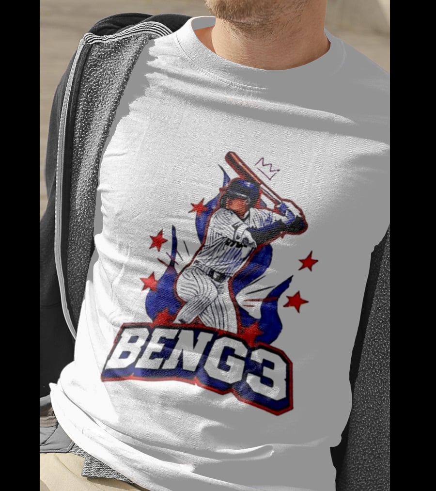 BENG3 Baseball Player Pinstripe Jersey Crown Stars T-Shirt