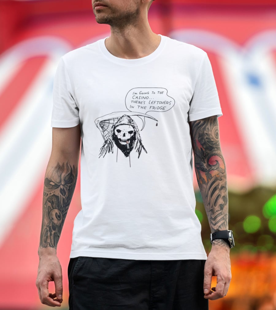 Skeleton Smoking Going To The Casino Leftovers In The Fridge T-Shirt