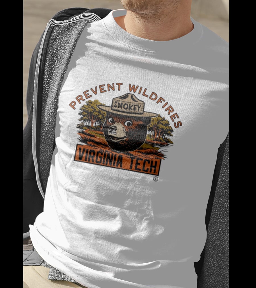 Smokey Bear Virginia Tech Prevent Wildfires Collaboration T-Shirt