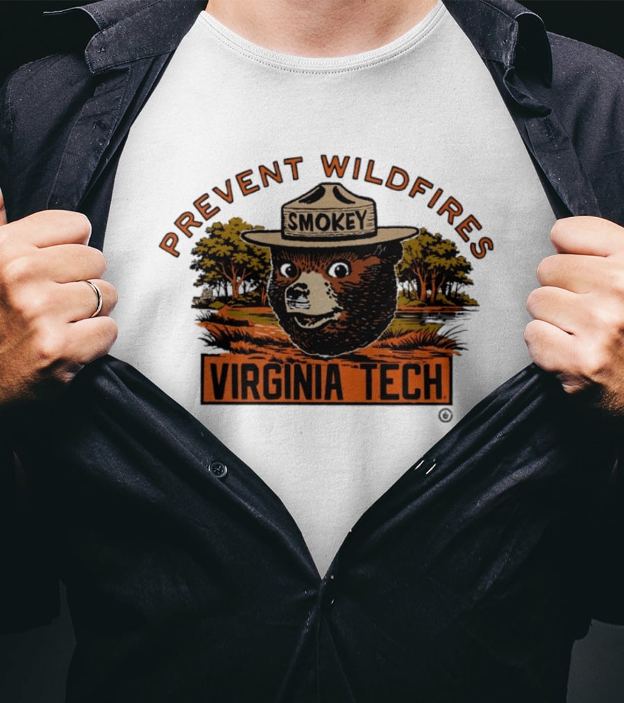 Smokey Bear Virginia Tech Prevent Wildfires Collaboration T-Shirt