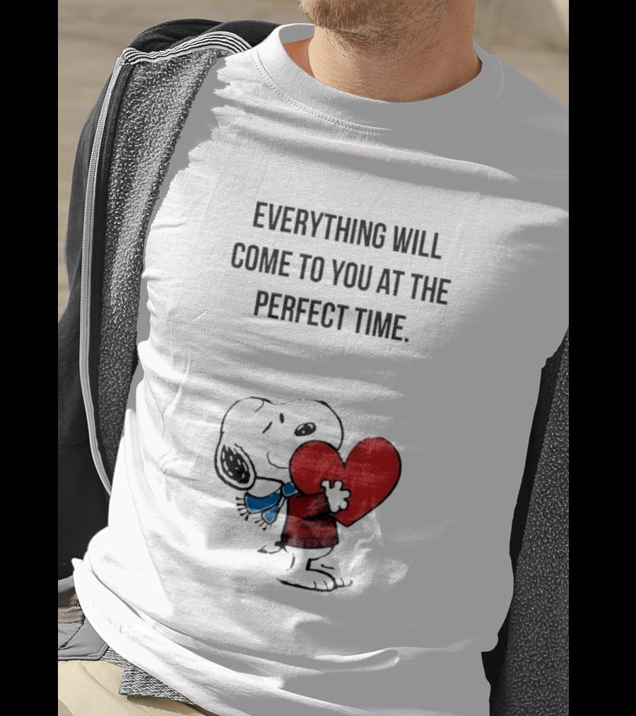Snoopy Peanuts Everything Will Come To You At The Perfect Time Red Heart T-Shirt
