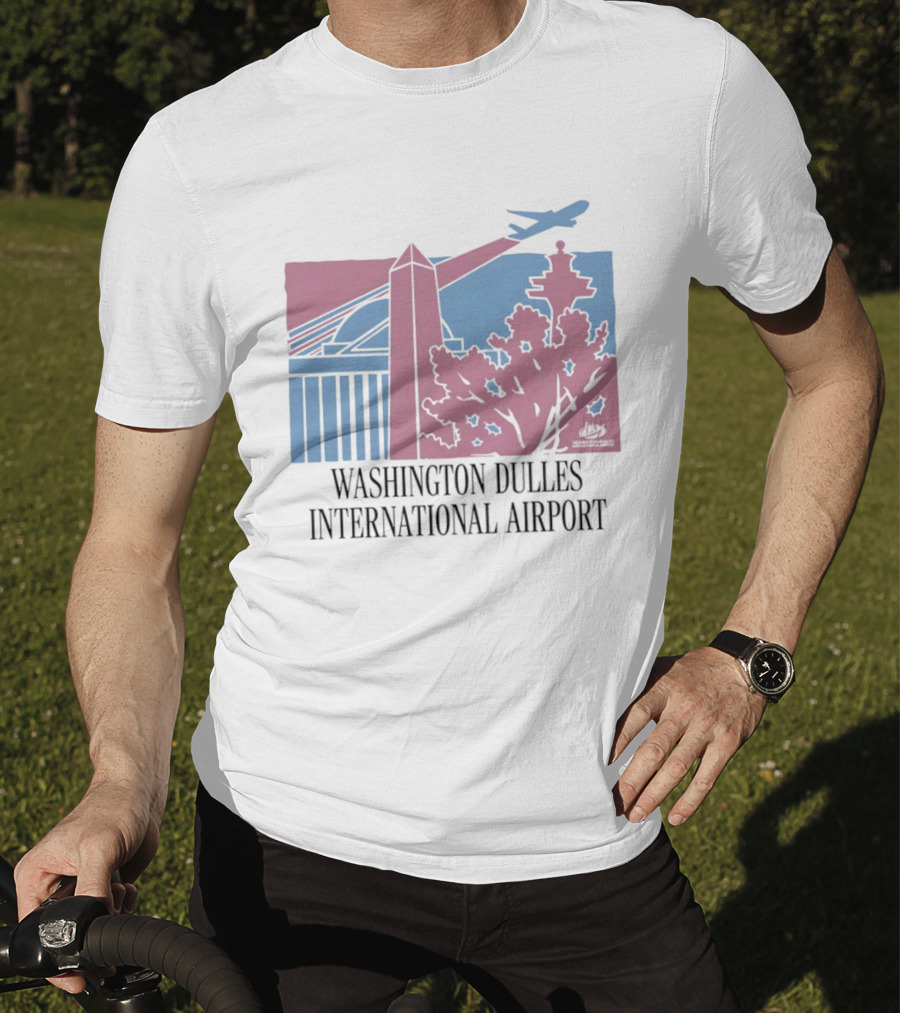 Washington Dulles International Airport Airplane And Monument Scene T-Shirt